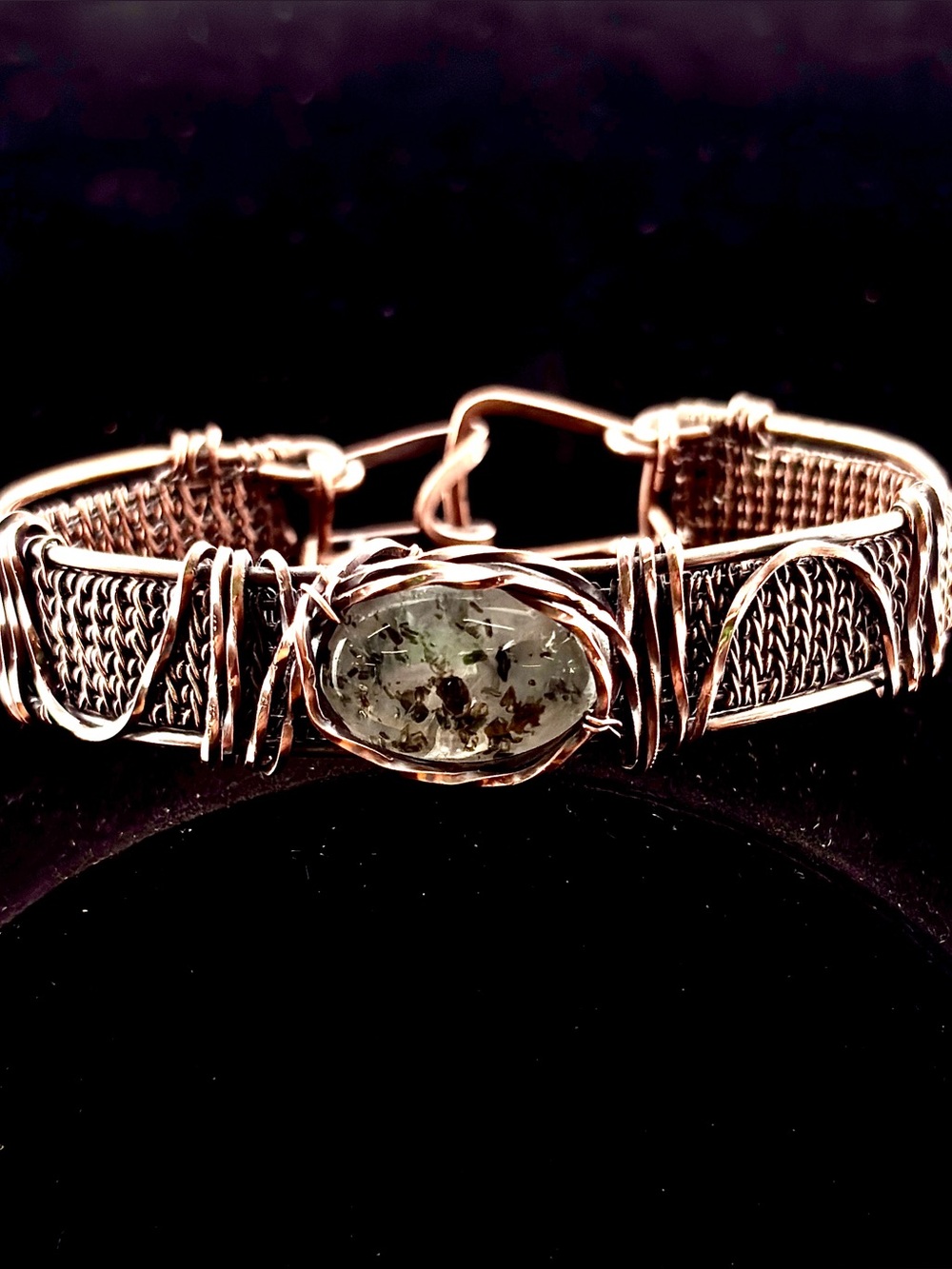 HANDMADE Quartz w/ Inclusions and Copper Wire Wrapped Statement Unisex Bracelet